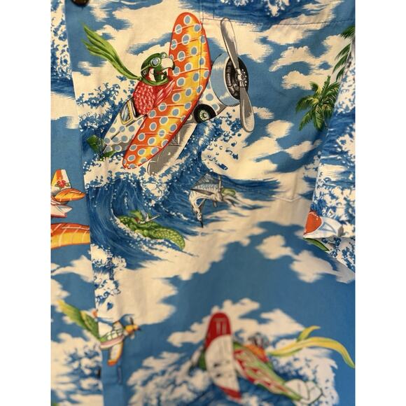 Pacific Legend Hawaiian Shirt Mens Size L Made In Hawaii Cotton Blue Water - Picture 5 of 14